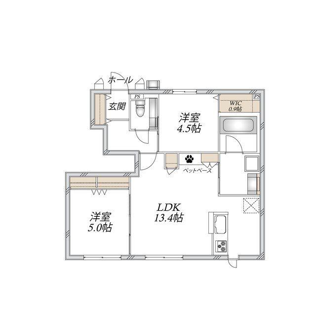 サンクドゥボヌール(2LDK/1階)の間取り写真