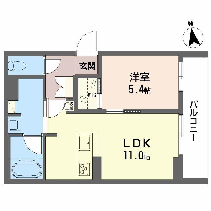 ノーブル新寺(1LDK/2階)の間取り写真