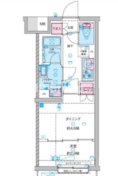 ジェノヴィア竹ノ塚(1DK/1階)の間取り写真
