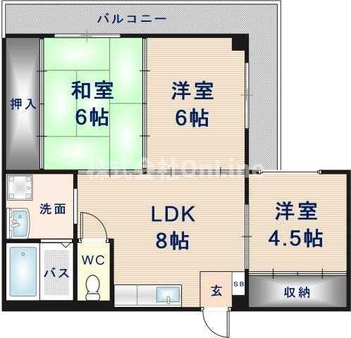 サンハイム森口(3LDK/3階)の間取り写真