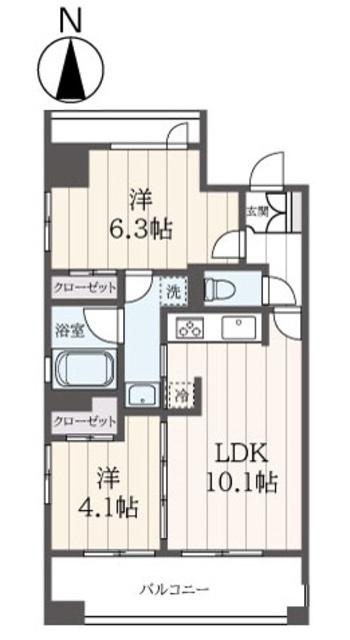 アトラス音羽(2LDK/11階)の間取り写真
