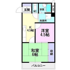 ヒルズ喜多山(2K/2階)の間取り写真