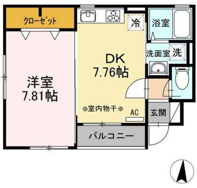 エル シャンテ(1DK/1階)の間取り写真