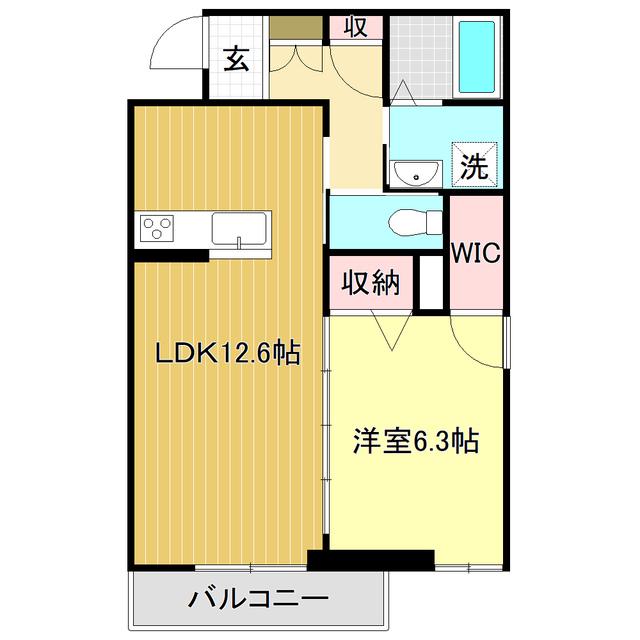 リップル・プレイス(1LDK/1階)の間取り写真