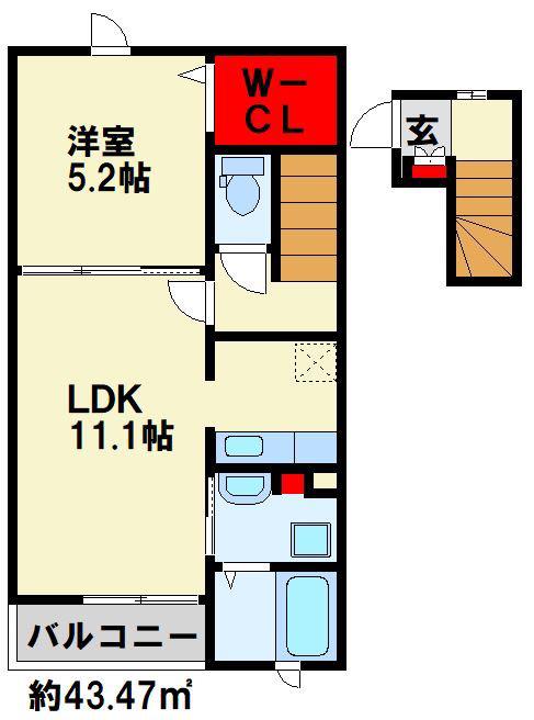 ピース ライフ(1LDK/2階)の間取り写真