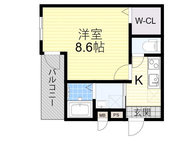 フジパレス加賀屋Ⅱ番館(1K/3階)の間取り写真