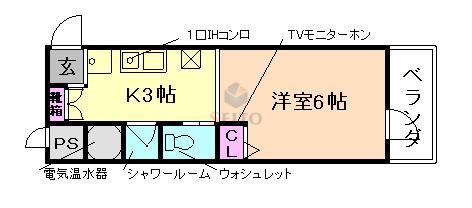 OZ COURT(1K/2階)の間取り写真