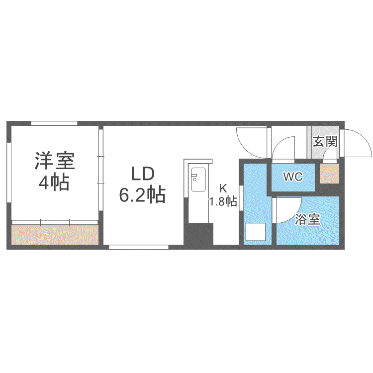 ブロッサム西町南(1LDK/1階)の間取り写真
