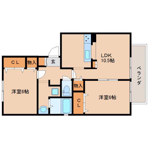 グレース明治(2LDK/2階)の間取り写真