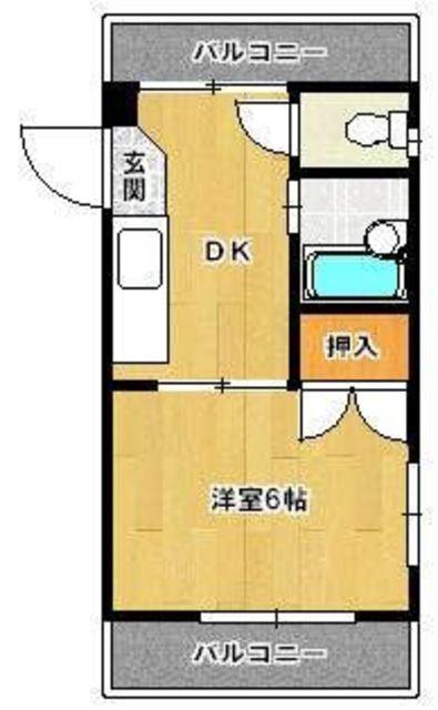 野間グリーンハイツ(1DK/3階)の間取り写真
