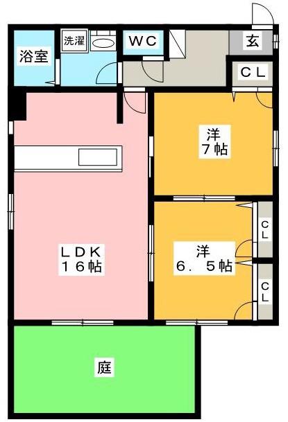 シェソワ(2LDK/1階)の間取り写真