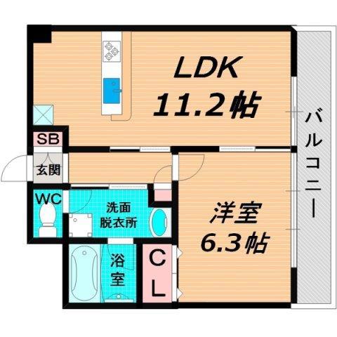 サンフレンズ新森(1LDK/4階)の間取り写真