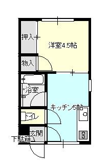 ハイツたかし(ワンルーム/3階)の間取り写真