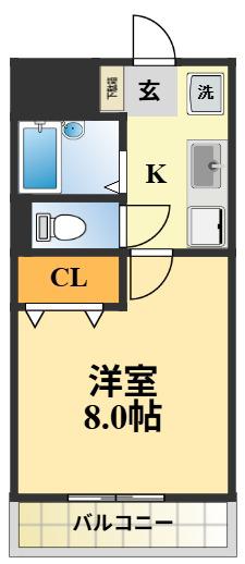 シャトーMUKUNOKI(1K/1階)の間取り写真