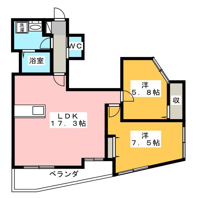 セブンイーブンコート(2LDK/5階)の間取り写真
