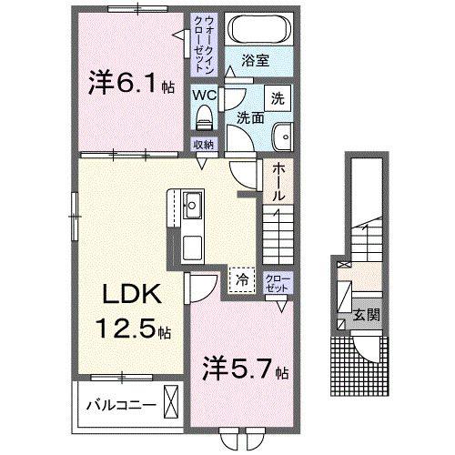 プティ・リス(2LDK/2階)の間取り写真