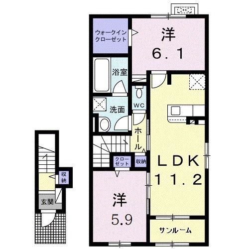 アルカンシエルIII(2LDK/2階)の間取り写真