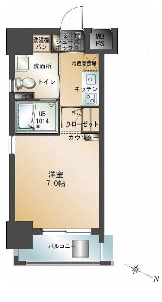 エンクレスト大手門(1K/7階)の間取り写真