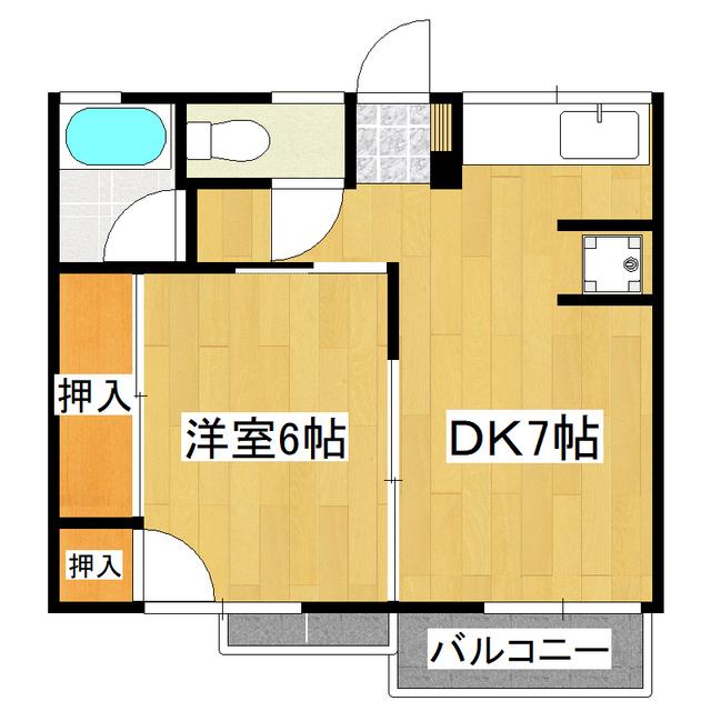 シティハイム フジヤマ(1DK/1階)の間取り写真