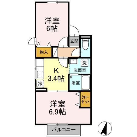 セジュールVIPIN II(2K/1階)の間取り写真