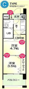NO.54 ORIENTBLD(2K/11階)の間取り写真