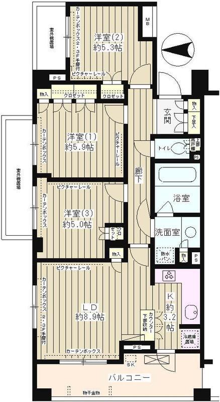 クラッサ成城(3LDK/1階)の間取り写真