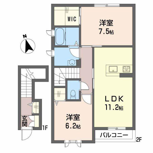 メゾン・ド・テール(2LDK/2階)の間取り写真