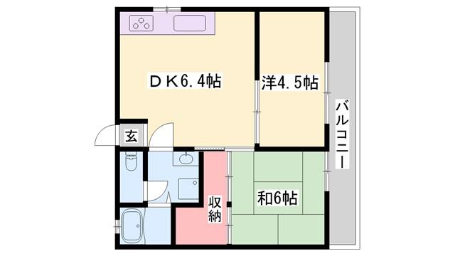 小西ハイツ(2DK/2階)の間取り写真