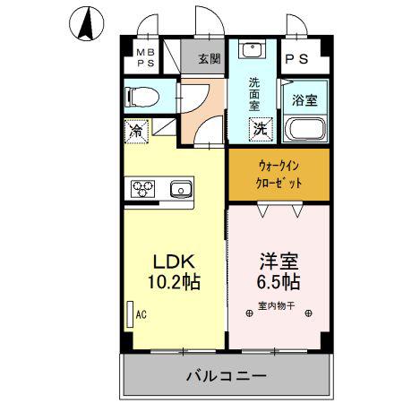 CREA元今泉(1LDK/5階)の間取り写真