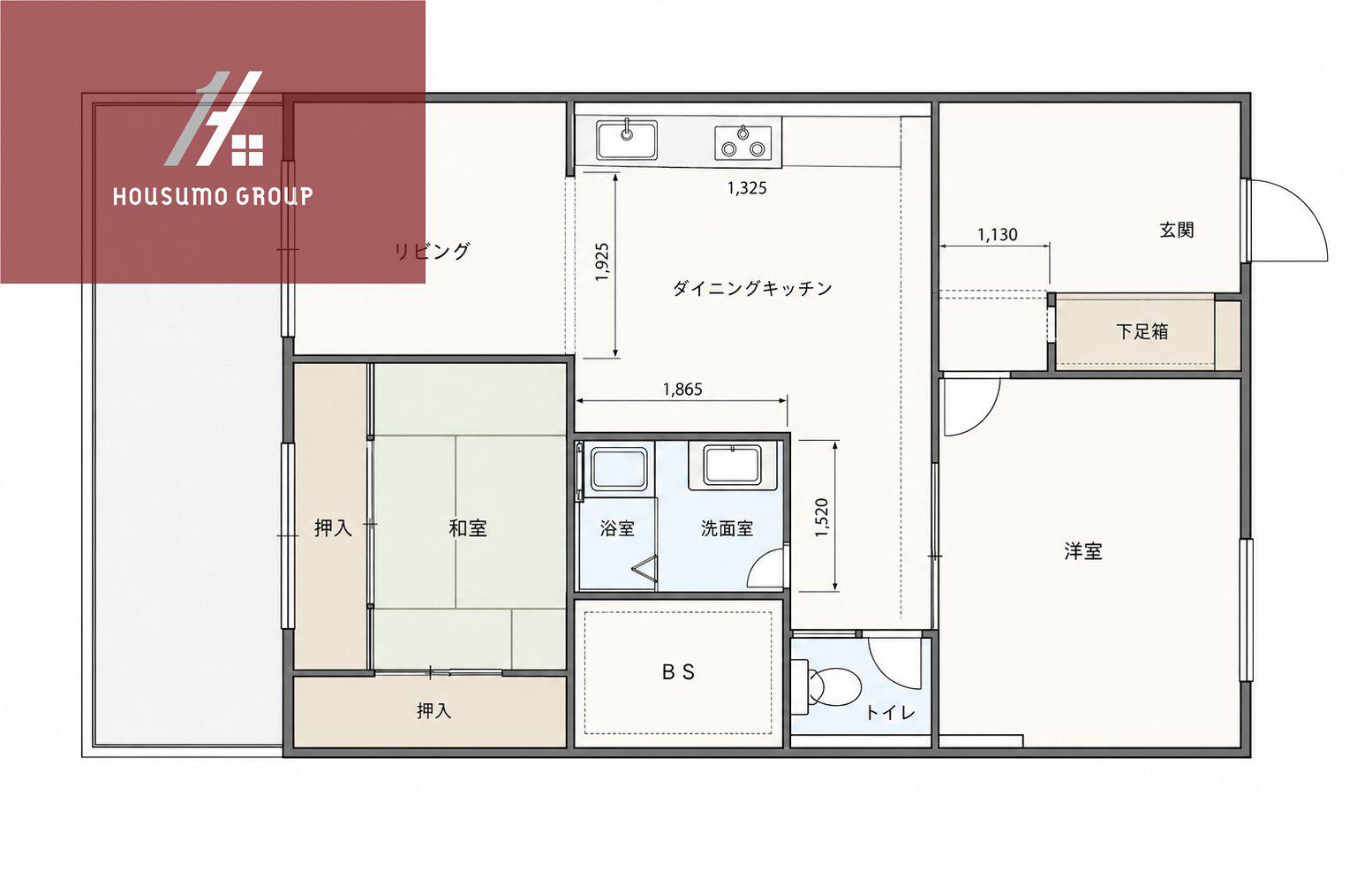 朝日プラザ生駒西2番館C棟(2LDK/1階)の間取り写真