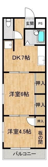 サン・ラフォーレ佐貫(2DK/1階)の間取り写真