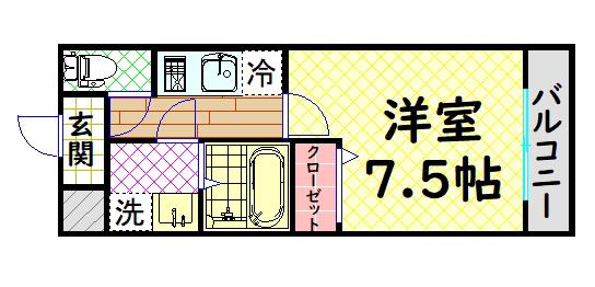 フジパレス鳳東町(1K/1階)の間取り写真
