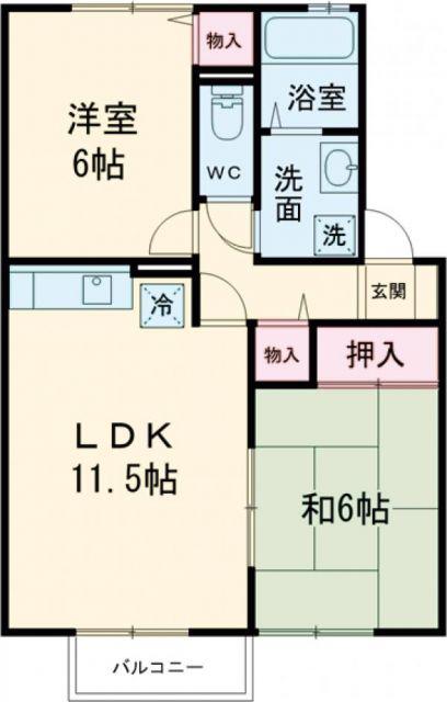 プラトー2K B(2LDK/2階)の間取り写真