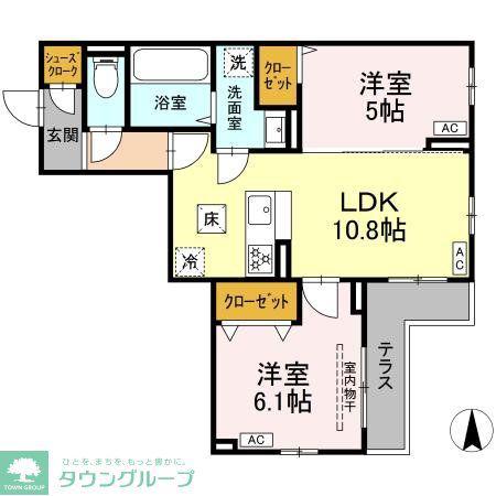 セレスティア北小岩III(2LDK/1階)の間取り写真