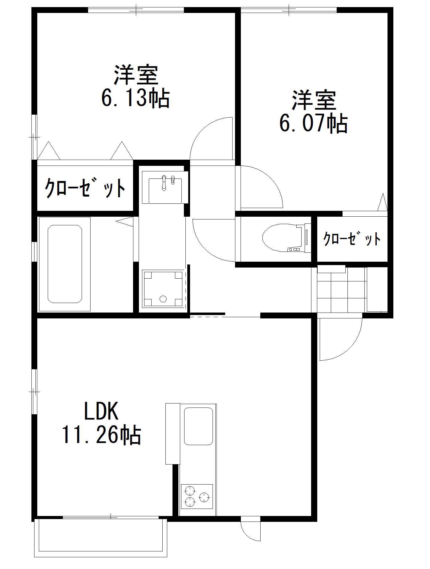 コンフォール・K(2LDK/2階)の間取り写真