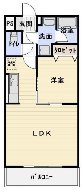 ユリシスニューシティ(1LDK/2階)の間取り写真