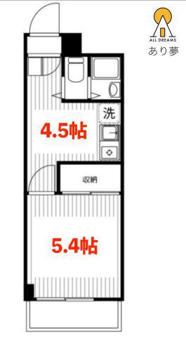 アーバンハイツ楠町(1DK/4階)の間取り写真