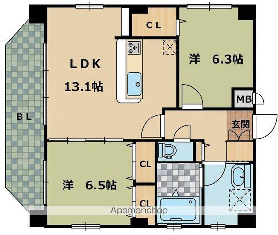サンクス高砂(2LDK/6階)の間取り写真