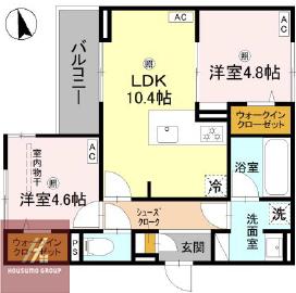アーバン デライト桜川(2LDK/2階)の間取り写真