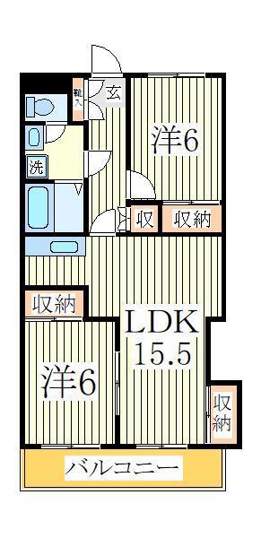 カームヤタ藤第三(2LDK/3階)の間取り写真
