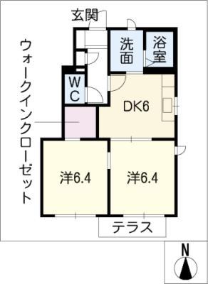 メープル・リーフ和 A棟(2DK/1階)の間取り写真