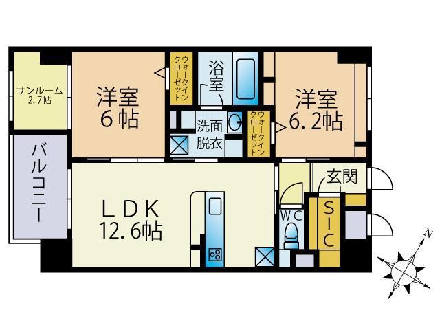 BLESS 南福岡駅前(2SLDK/10階)の間取り写真