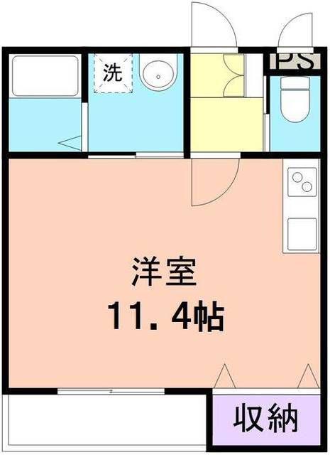 水道路コア(ワンルーム/2階)の間取り写真
