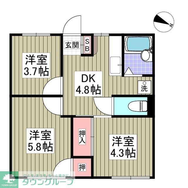 エフィール本庄児玉(3SDK/1階)の間取り写真