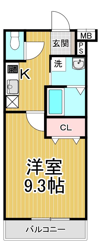 フジパレス宝塚小林3番館(1K/2階)の間取り写真