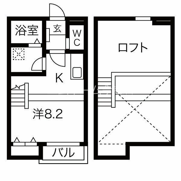 CALM矢田(1SK/1階)の間取り写真