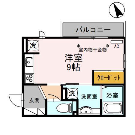 アールプレジールJ(ワンルーム/2階)の間取り写真