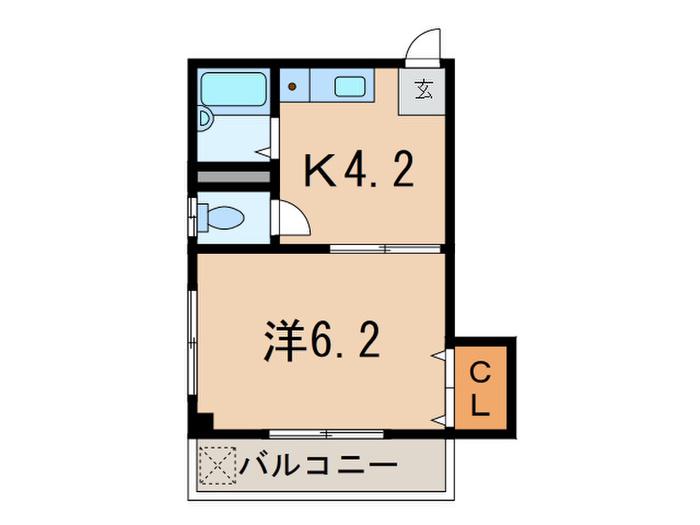 PLUM COURT芦屋(1K/2階)の間取り写真