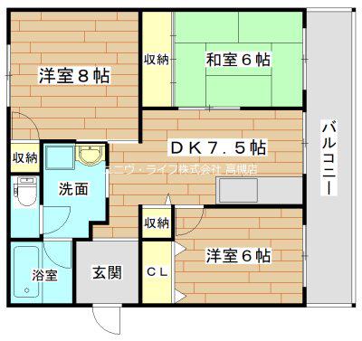 メゾンティックII(3DK/3階)の間取り写真