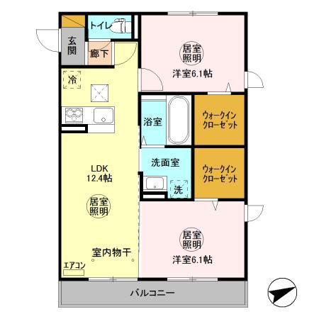 レフィナード(2LDK/1階)の間取り写真